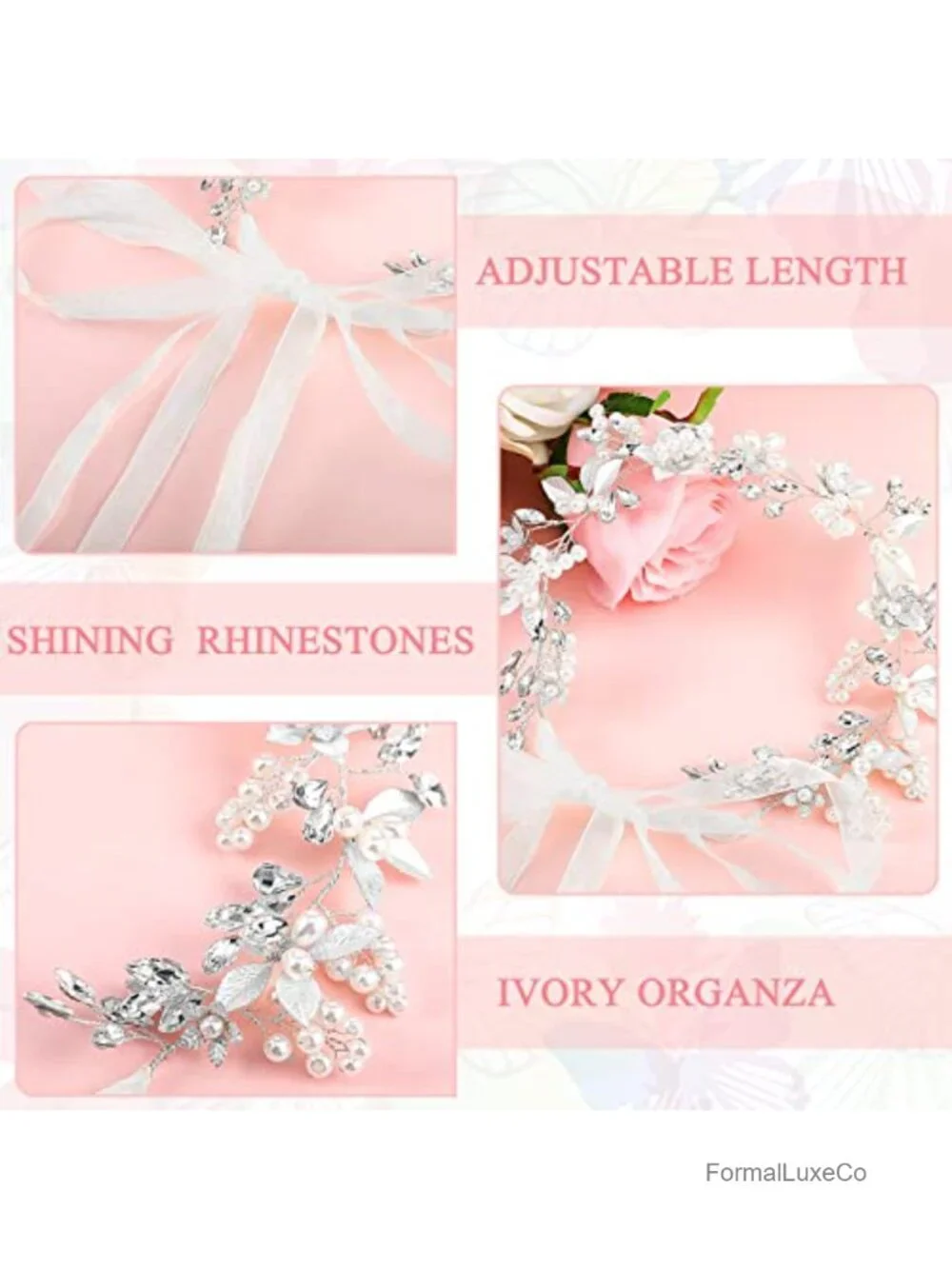 Crystal Rhinestone Wedding Belt with White Organza